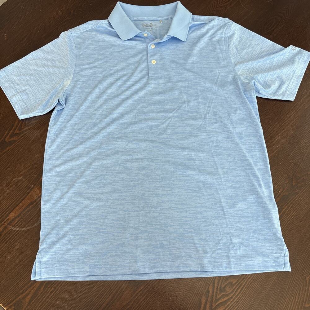 Walter Hagen Performance Polo Essentials Mens Medium Blue Geometric Golf Polo